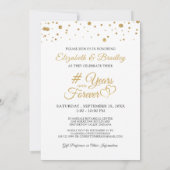 記念日のゴールドハート 年年永遠に フォト 招待状 (裏面)