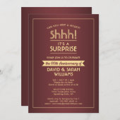 記念日のサプライズパーティー エレガントなバーガンディ&ゴールド 招待状 (正面/裏面)