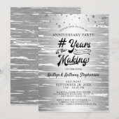 記念日のシルバー ブラック # 年を重ねて 招待状 (正面/裏面)
