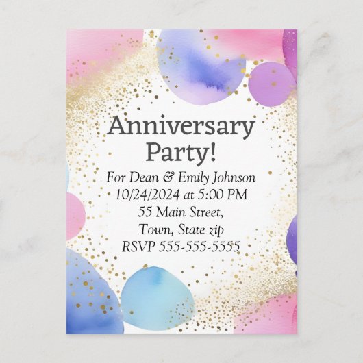 記念日のパーティの招待状 インビテーションポストカード (正面)