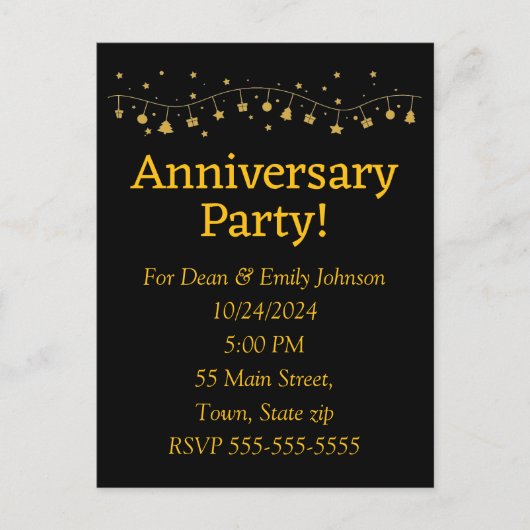 記念日のパーティの招待状 インビテーションポストカード (正面)