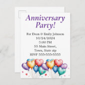 記念日のパーティの招待状 インビテーションポストカード (正面/裏面)