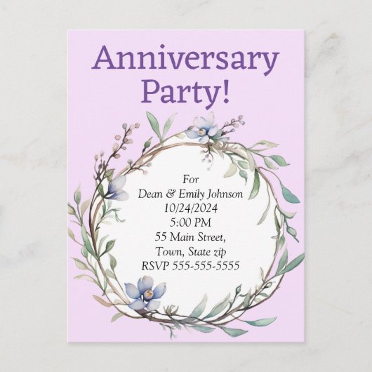 記念日のパーティの招待状 インビテーションポストカード (正面)