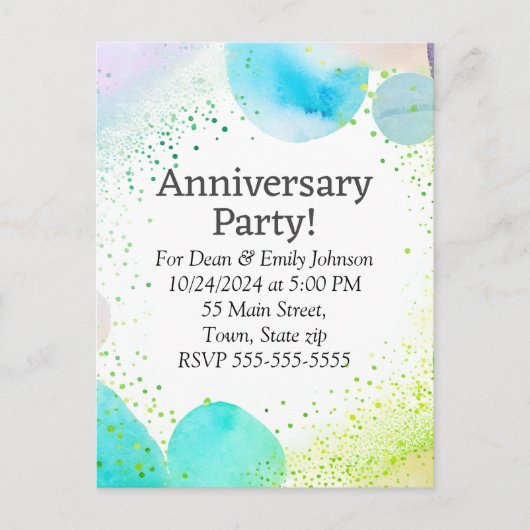 記念日のパーティの招待状 インビテーションポストカード (正面)