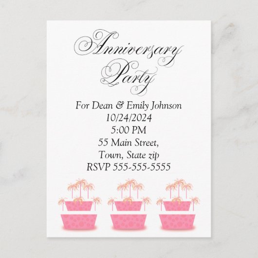 記念日のパーティの招待状 インビテーションポストカード (正面)