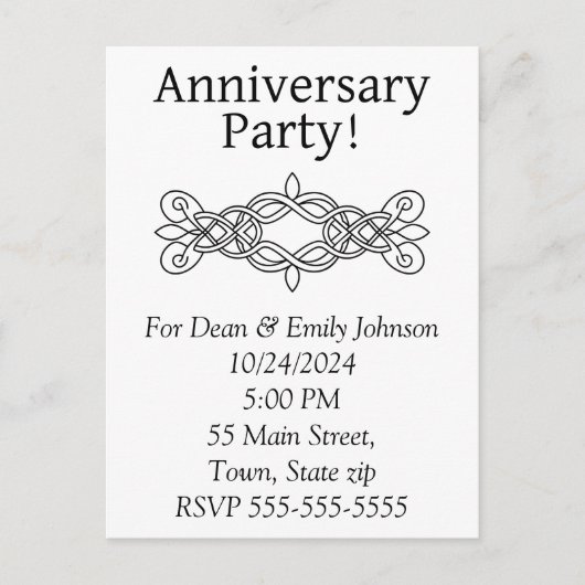 記念日のパーティの招待状 インビテーションポストカード (正面)