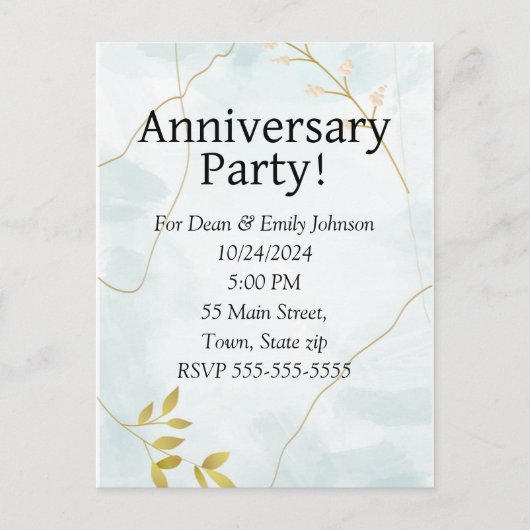 記念日のパーティの招待状 インビテーションポストカード (正面)