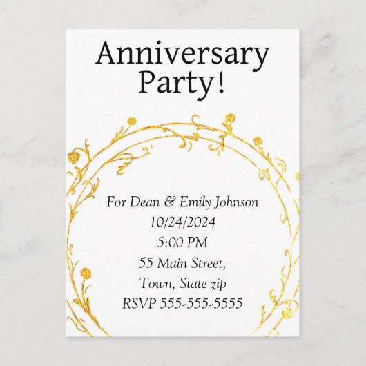 記念日のパーティの招待状 インビテーションポストカード (正面)