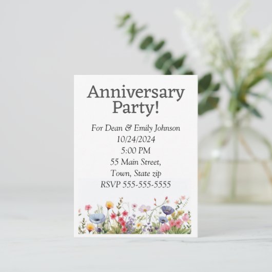 記念日のパーティの招待状 インビテーションポストカード (スタンド正面)