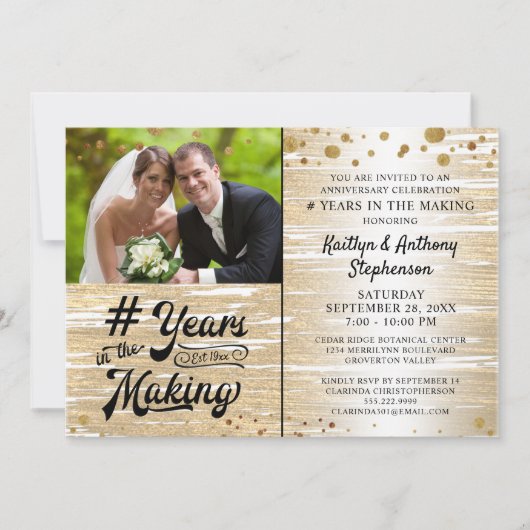 記念日のブラックゴールドイヤーズインメイキング 招待状 (正面)