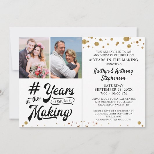 記念日のブラックゴールド 何年もの歳月を経て 招待状 (正面)