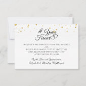 記念日のモノグラム ゴールド ハート 永遠への年数 サンキューカード (裏面)