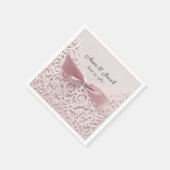 記念日のレースにピンクサテンボウ スタンダードカクテルナプキン (角)