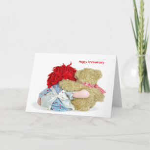 記念日のロマンス人形とクマ カード
