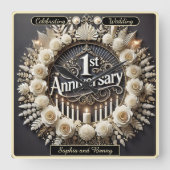 記念日の喜びにふさわしい円形の優雅さ スクエア壁時計 (正面)