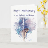 記念日の夫と友人のローンウルフの森 カード (黄色い花)