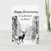 記念日の夫と友人の鹿の森 カード (正面)