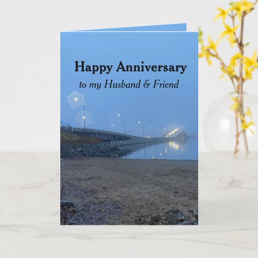 記念日の夫と友人フォグブリッジトラフィック カード (黄色い花)