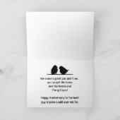 記念日の夫のおもしろいのロマンチックな鳥のシルエット カード (内部)