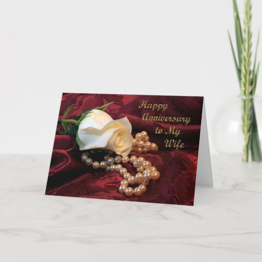 記念日の妻のばら色カード カード (正面)