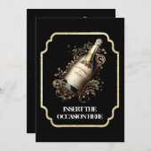 記念日の定年の誕生日ワきらめくイン 招待状 (正面/裏面)