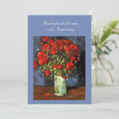 記念日の招待。赤いケシの入った花瓶 招待状 (スタンド正面)