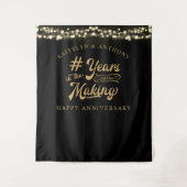 記念日の特別な年数 黒金 ライト タペストリー (正面)