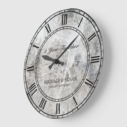 記念日の結婚大理石の背景をカスタマイズ ラージ壁時計 (傾斜)