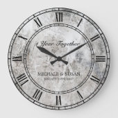 記念日の結婚大理石の背景をカスタマイズ ラージ壁時計 (正面)
