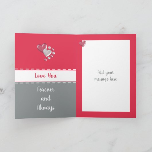 記念日の美しい妻の赤い灰色の写真 カード (内部)