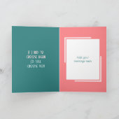 記念日の美しい妻ピンクの緑の写真 カード (内部)