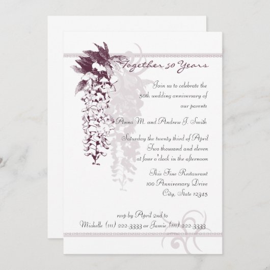 記念日の藤 招待状 (正面/裏面)