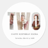 記念日の誕生日フォトステッカー ラウンドシール (正面)