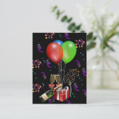 記念日の風船 瓶 バケツ 祝賀会 ポストカード (スタンド正面)