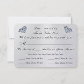 記念日または結婚式の出欠確認カード(食事の選択付き) 招待状 (裏面)
