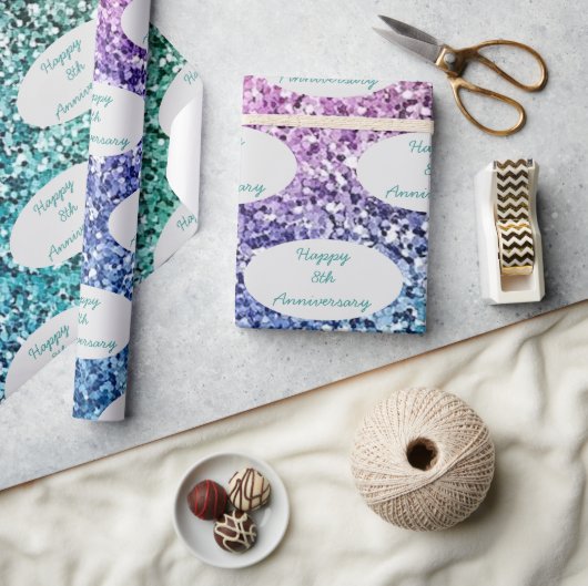 記念日または重要なイベント名前をカスタムするグリッター ラッピングペーパー (クラフト)