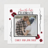 記念日を保存 愛と赤い花 招待状 (正面/裏面)