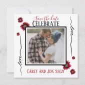 記念日を保存 愛と赤い花 招待状 (正面)