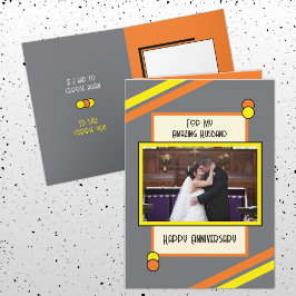 記念日アメージング夫グレーオレンジ写真 カード
