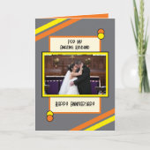 記念日アメージング夫グレーオレンジ写真 カード (正面)