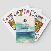 記念日アート名と日付ビーチ水色 トランプ (裏面)