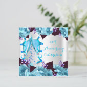 記念日エレガントパーティーティール（緑がかった色）ブルーパープル 招待状 (スタンド正面)