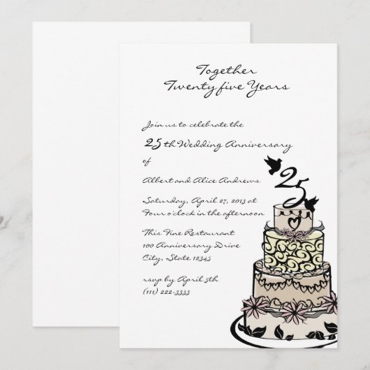 記念日ケーキ 招待状 (正面/裏面)