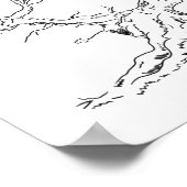 記念日スケッチ指紋ツリーポスター ポスター (角)