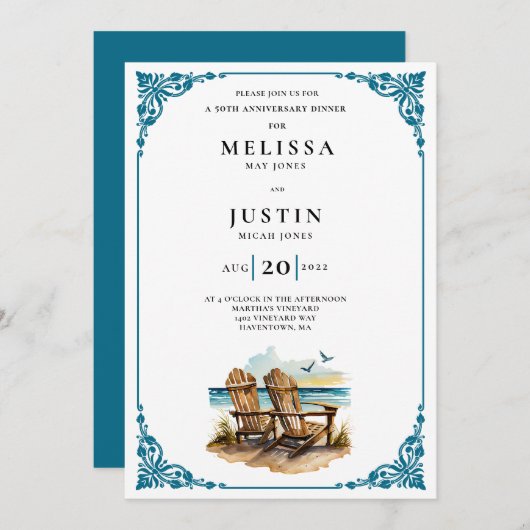 記念日ディナービーチチェア 招待状 (正面/裏面)