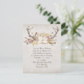 記念日ディナー秋のブーケと鹿の〔雄ジカの〕枝角 招待状 (スタンド正面)