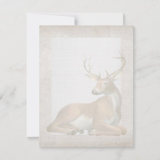 記念日ディナー秋のブーケと鹿の〔雄ジカの〕枝角 招待状 (裏面)