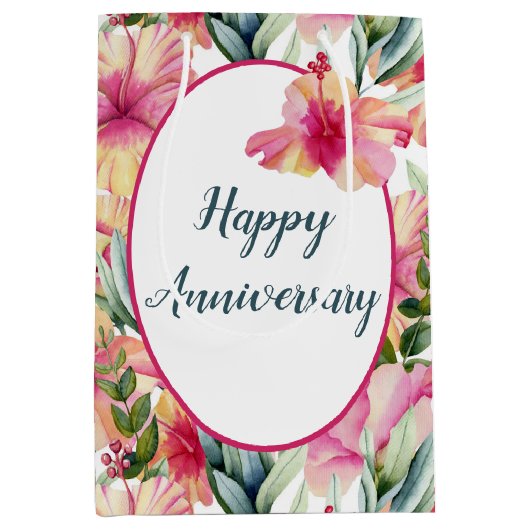 記念日ハイビスカスガーデン ミディアムペーパーバッグ (正面)