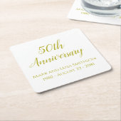 記念日パーソナライズされた紙パーティードリンクコースター スクエアペーパーコースター (アングル)