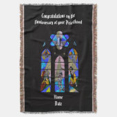 記念日パーソナライズされた調整司祭 スローブランケット (正面縦)